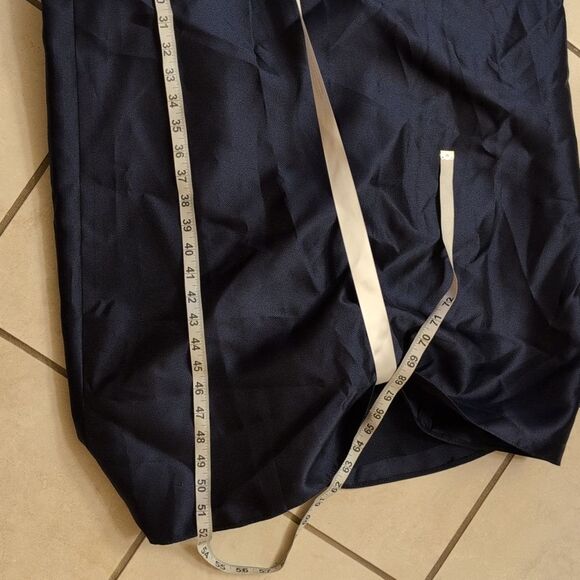 NWT Alfred Sung Satin Fit Flare Maxi Dress Gown Shoulder Bows Midnight Navy 16 - Picture 10 of 11